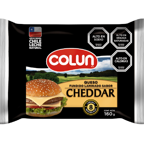 COLUN CHEDDAR QUESO FUNDIDO 8 LAMINAS