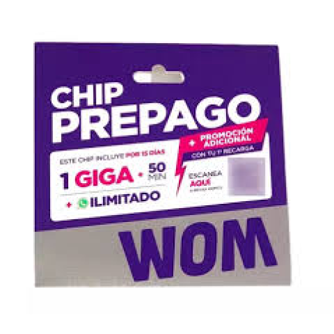 CHIP WOM PREPAGO 1GB+50min