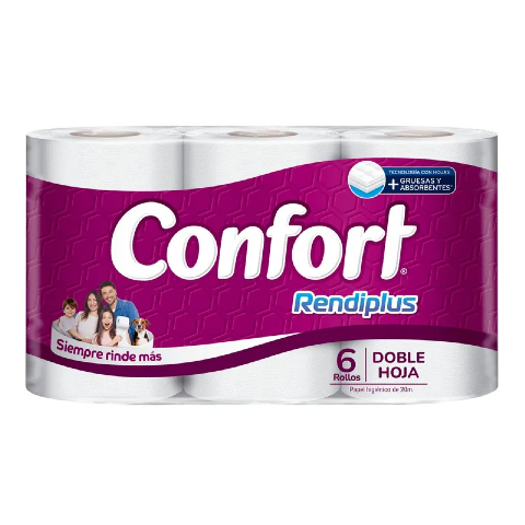 CONFORT RENDIPLUS 6 ROLLOS DOBLE HOJA