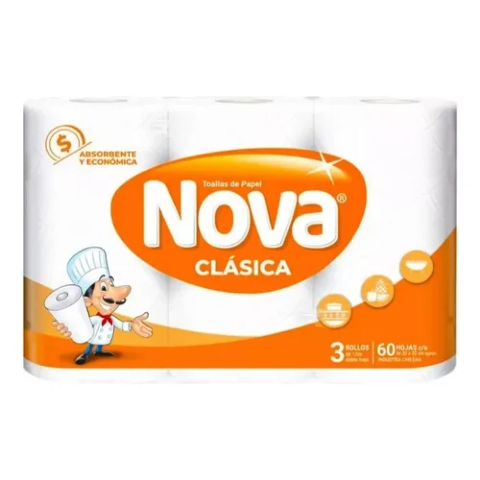 Toalla Papel Nova Clasica 12 mt. 3 unidades.