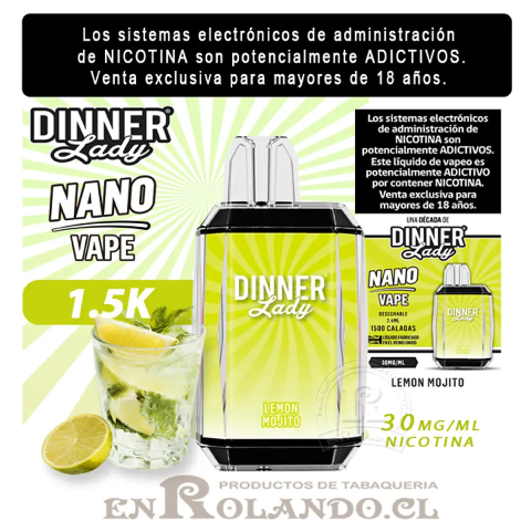Vaper Lemon Mojito Dinner Lady 1500 caladas
